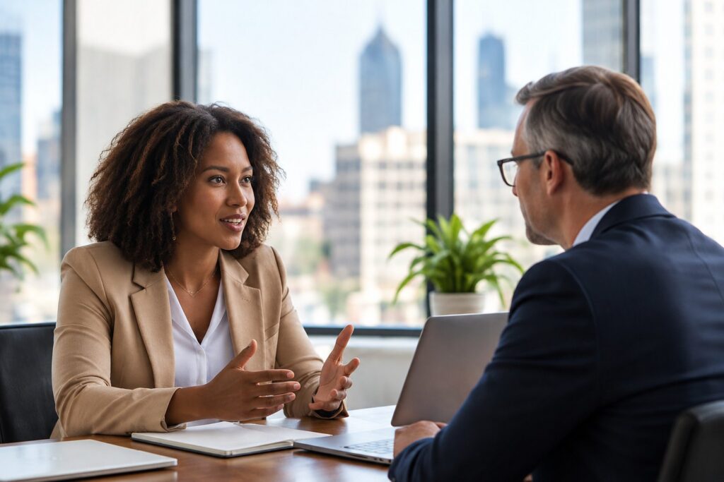 Client meeting with a financial advisor